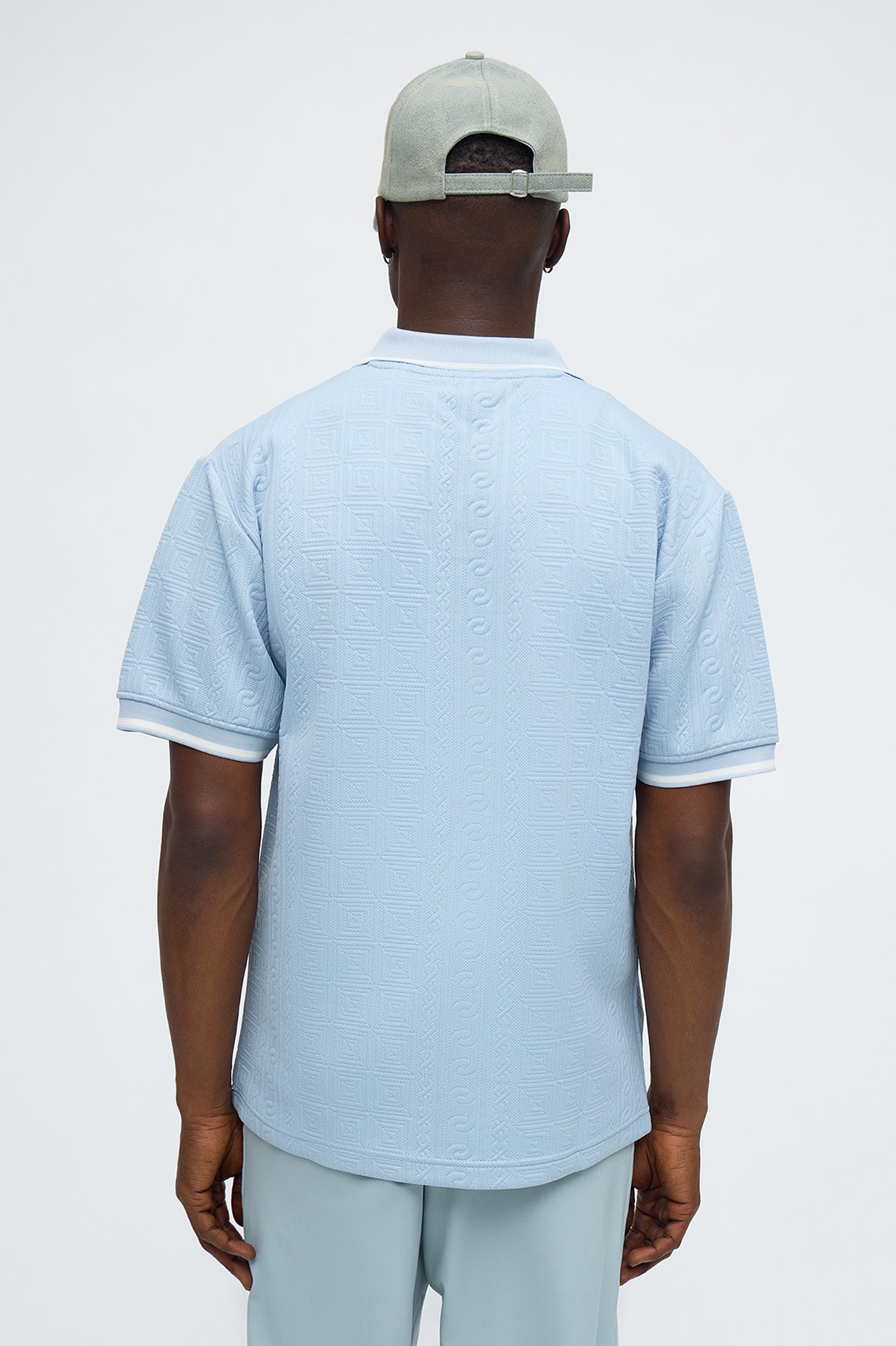 Versailles Grid Polo - Light Blue Fashion Nova