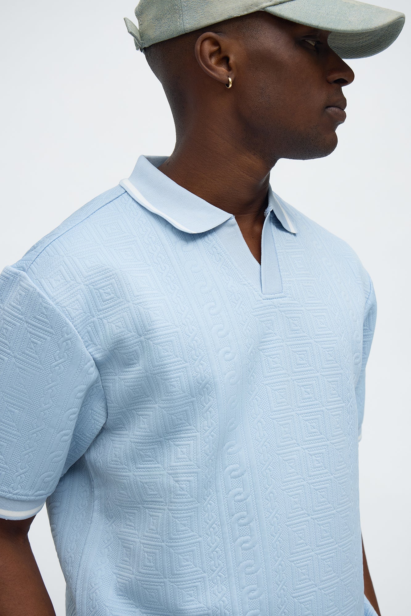 Versailles Grid Polo - Light Blue Fashion Nova
