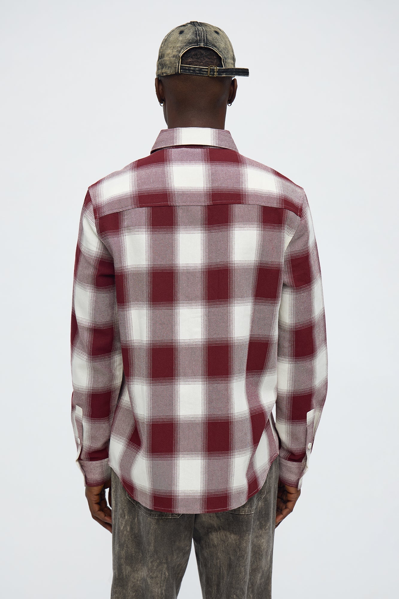 Ice Plaid Flannel Shirt - Burgundy Fashion Nova