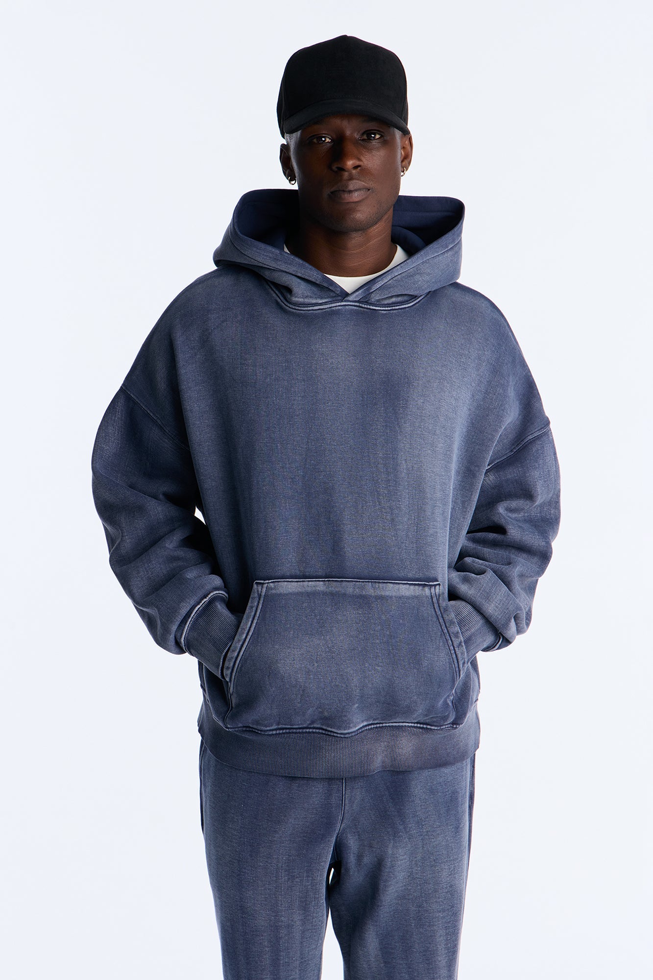 Acid Wash Oversized Heavyweight Hoodie - Navy Fashion Nova