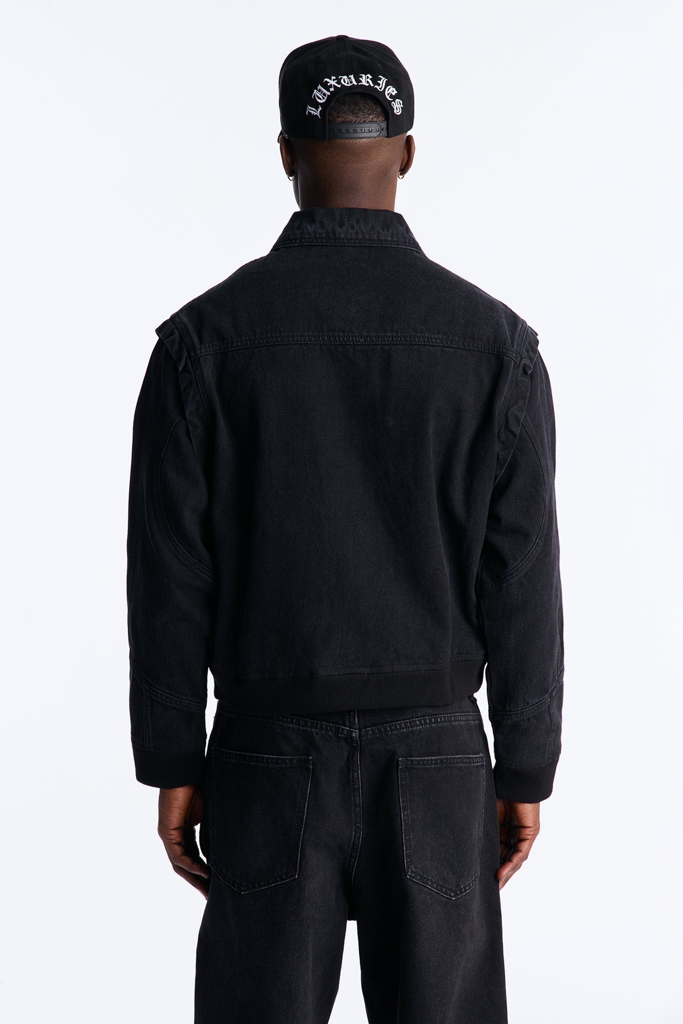 Paneled Denim Bomber Jacket - Black Wash Fashion Nova