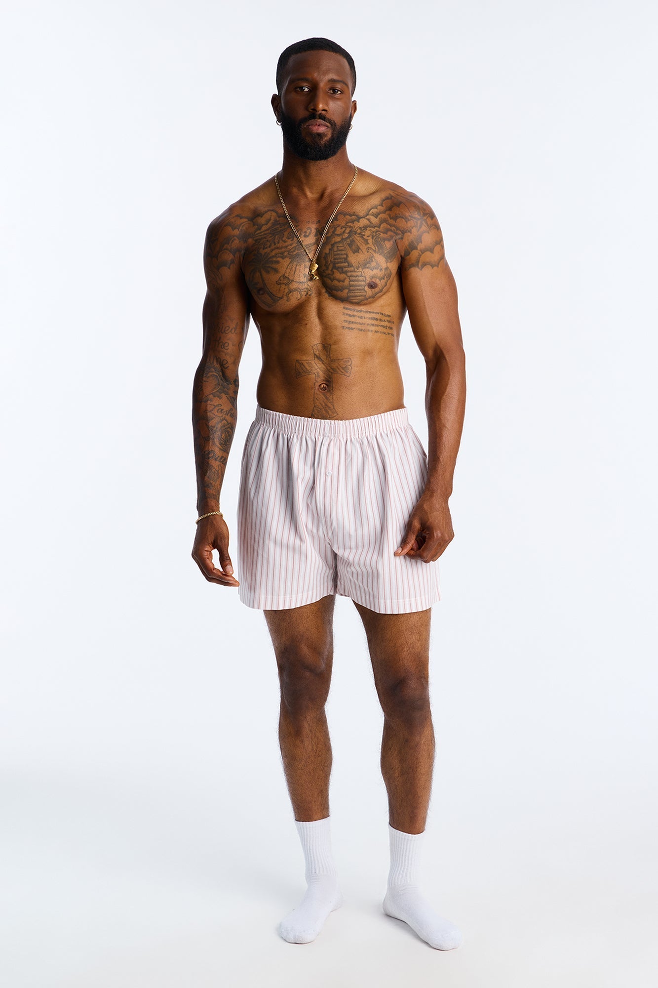 Classic Striped Cotton Boxer - Tan Fashion Nova
