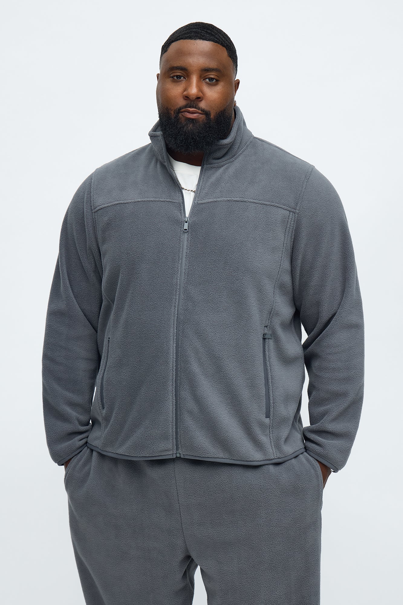 Core Microfleece Zip Jacket - Grey Fashion Nova
