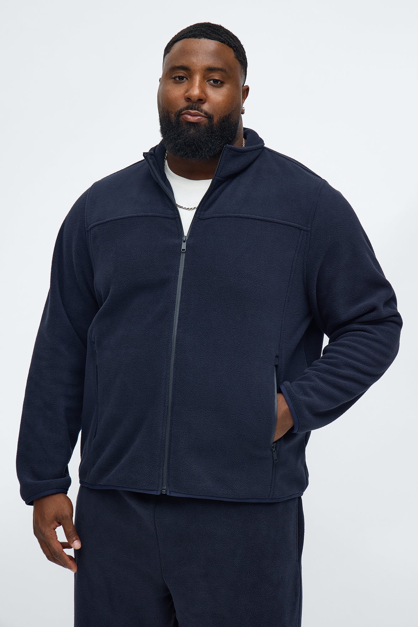 Core Microfleece Zip Jacket - Navy Fashion Nova
