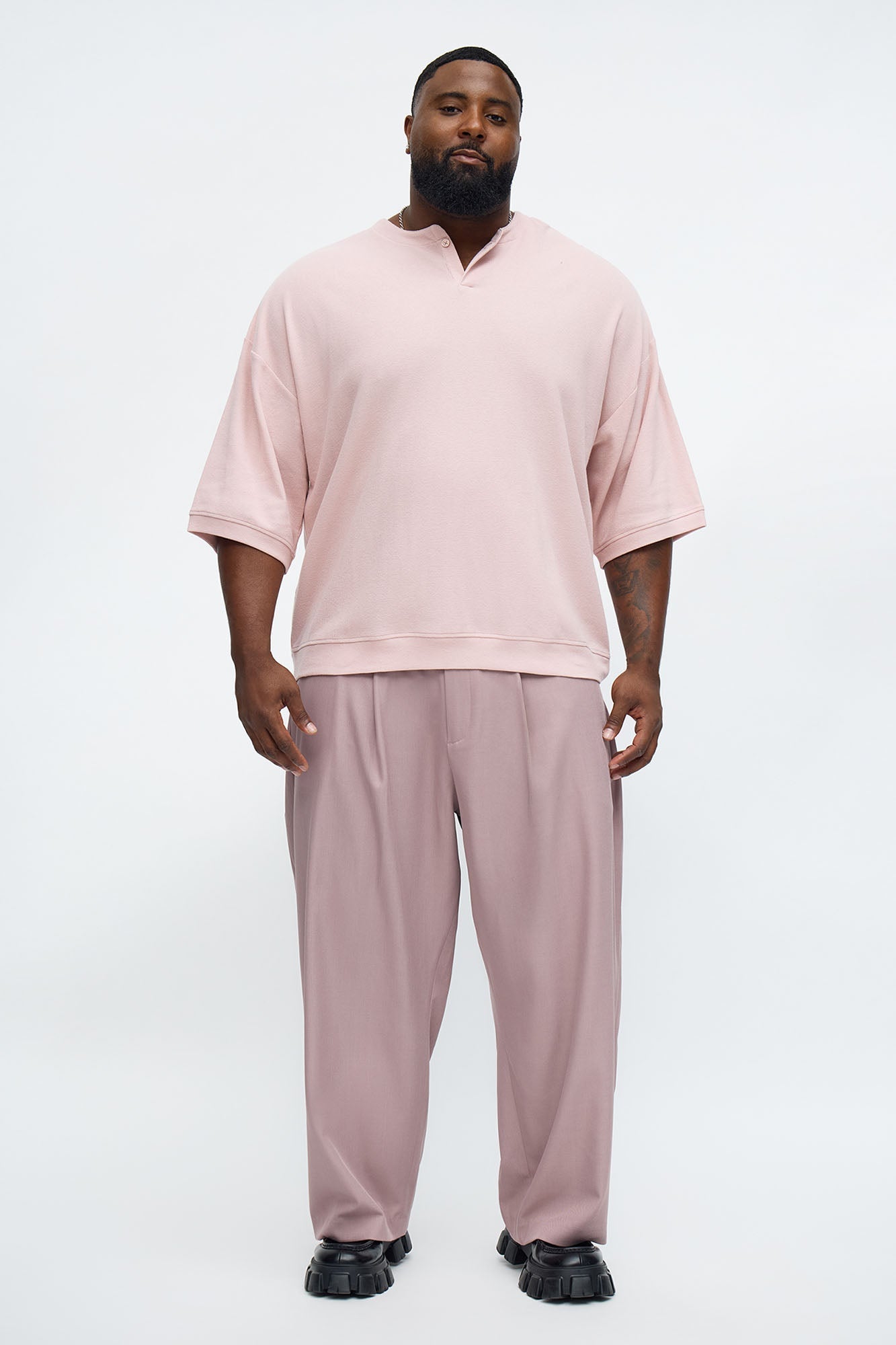 Relaxed Fit Classic Henley - Mauve Fashion Nova