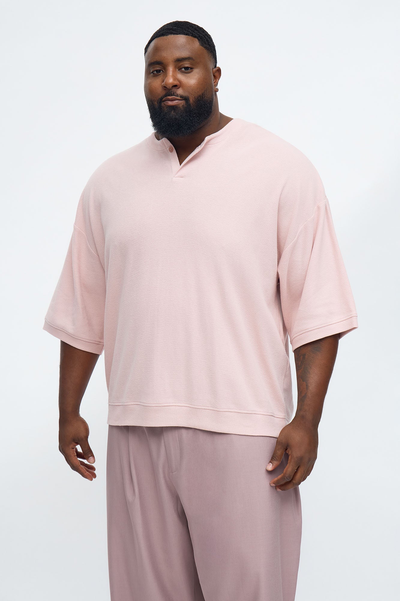 Relaxed Fit Classic Henley - Mauve Fashion Nova