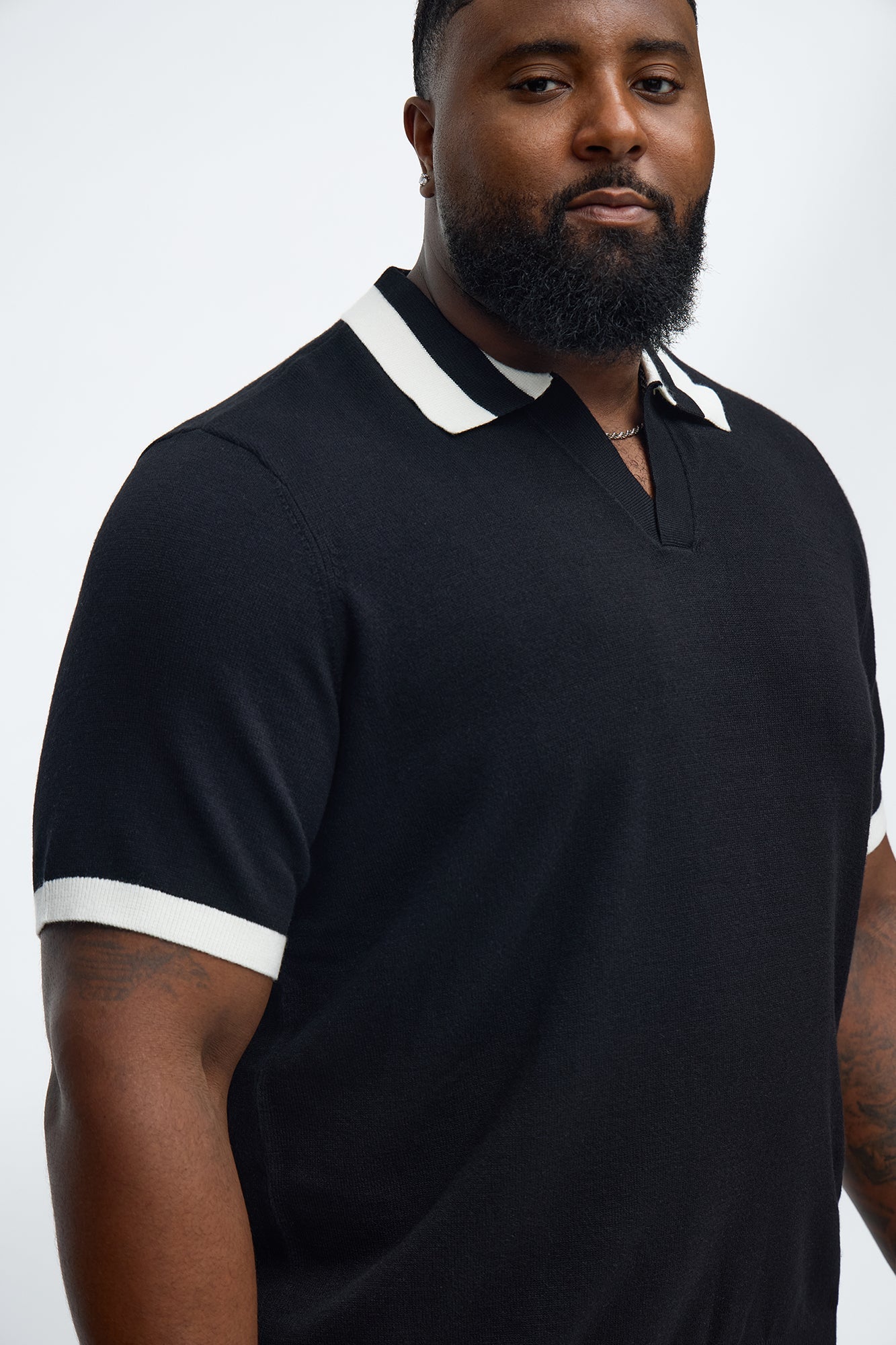 Capri In Fall Knitted Polo - Black/combo Fashion Nova