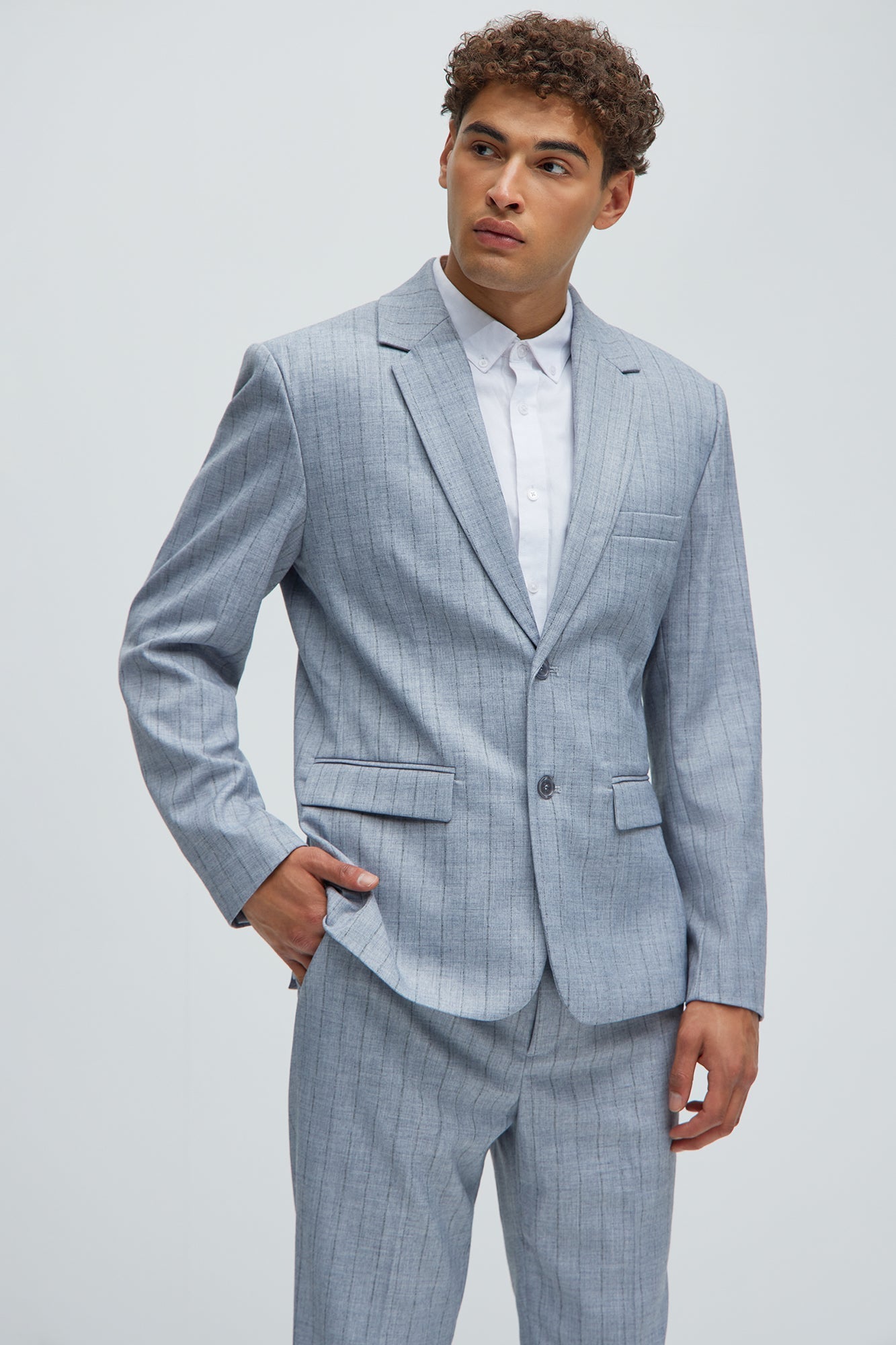 Roswel Textured Stripes Blazer - Grey Fashion Nova