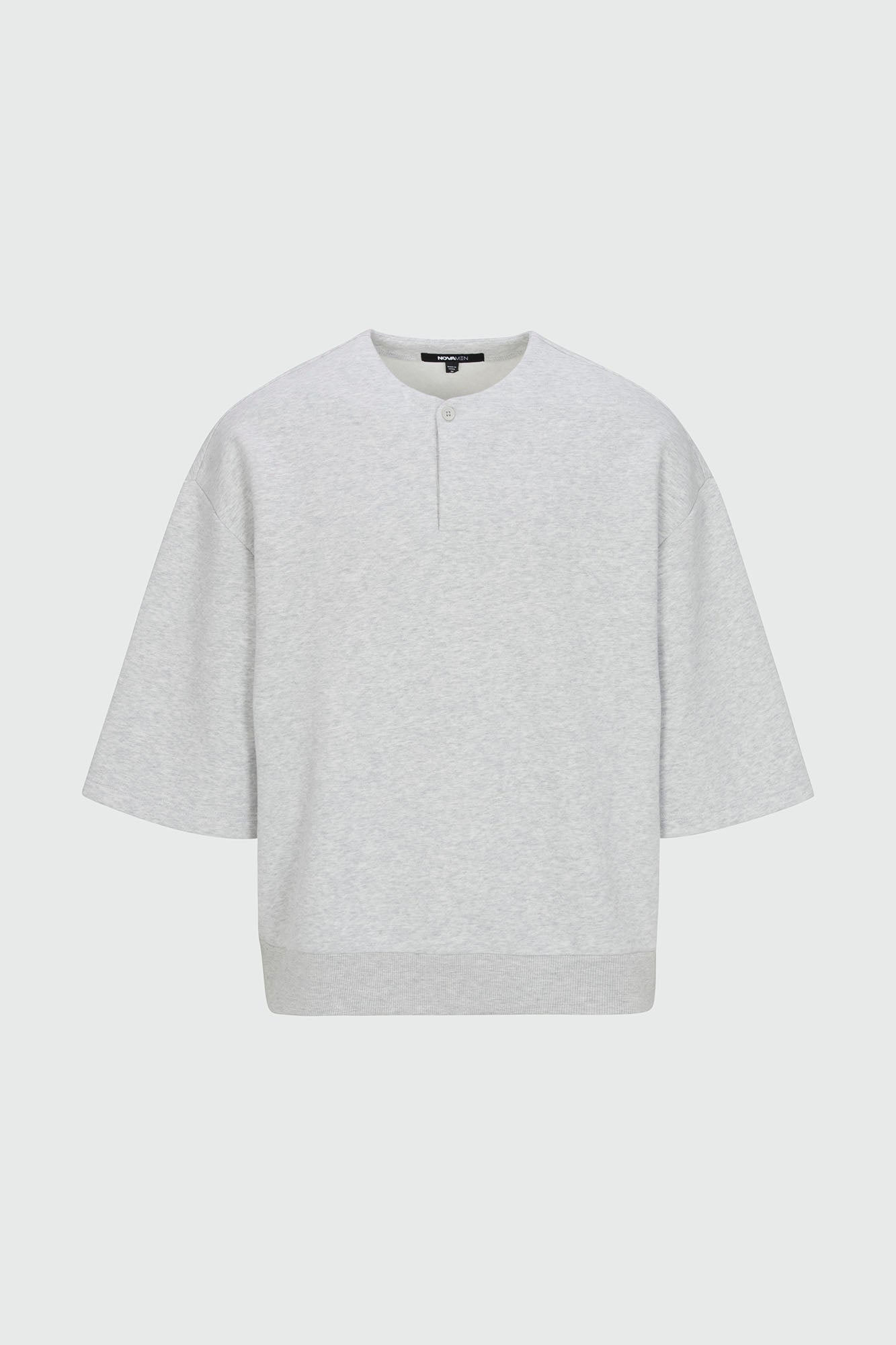 410 Relaxed Short Sleeve Henley Sweatshirt - Heather Grey Fashion Nova