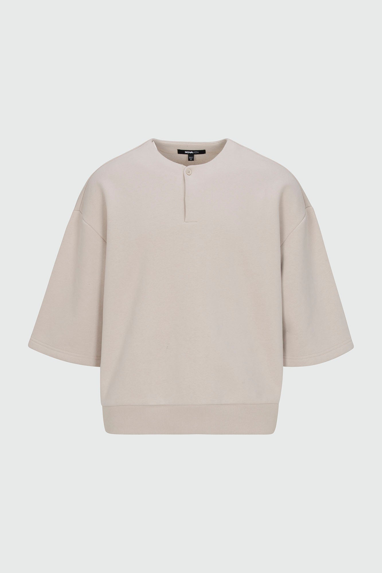 410 Relaxed Short Sleeve Henley Sweatshirt - Sand Fashion Nova