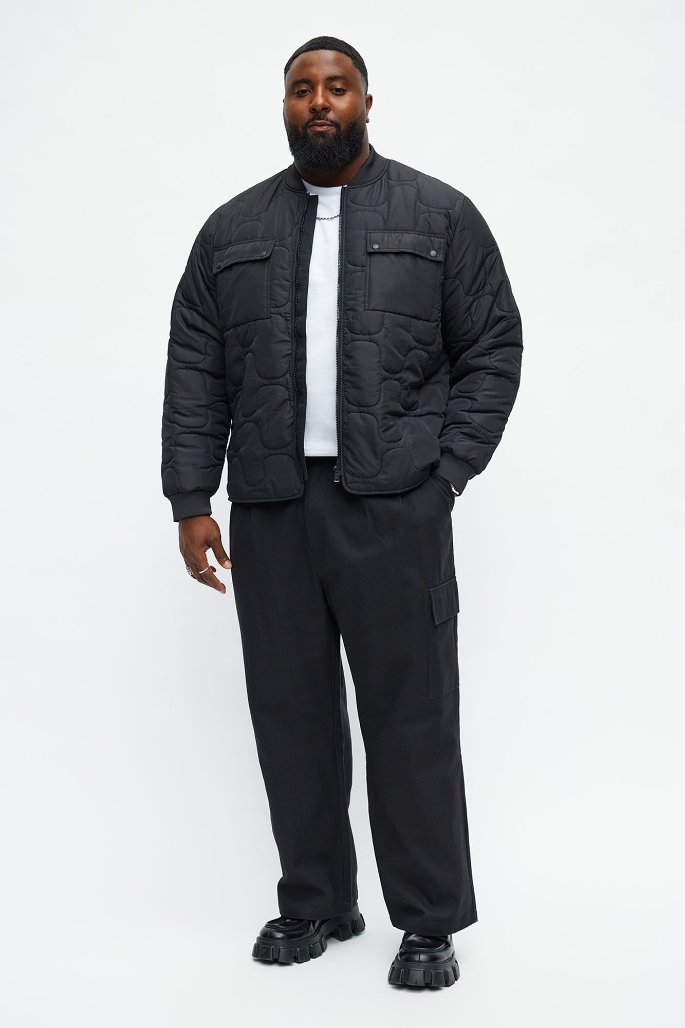 Geo Quilted Jacket - Black Fashion Nova