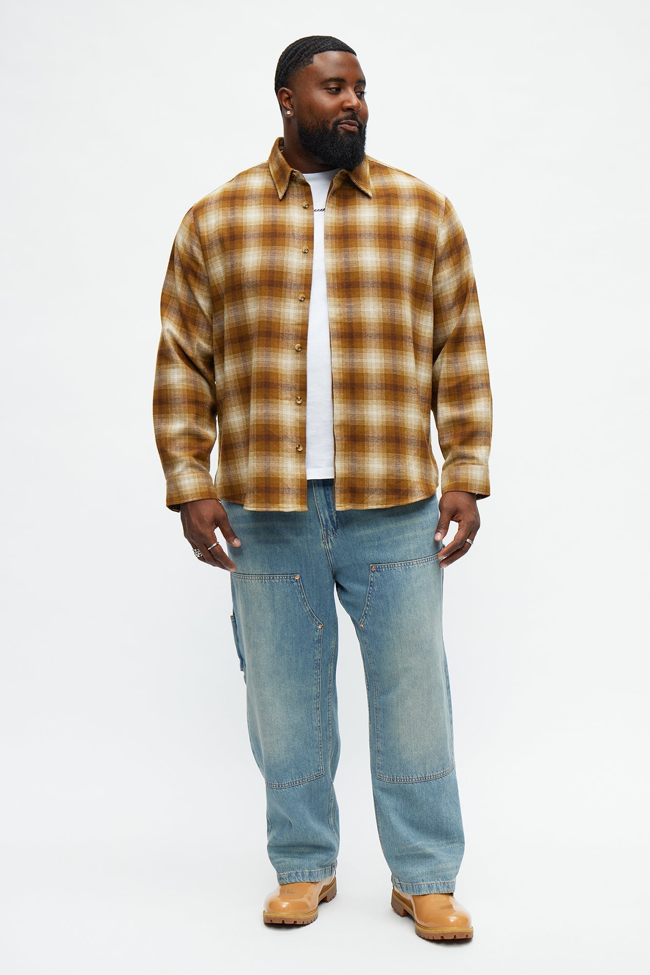 Relaxed Denali Plaid Button Up Shirt - Brown Fashion Nova