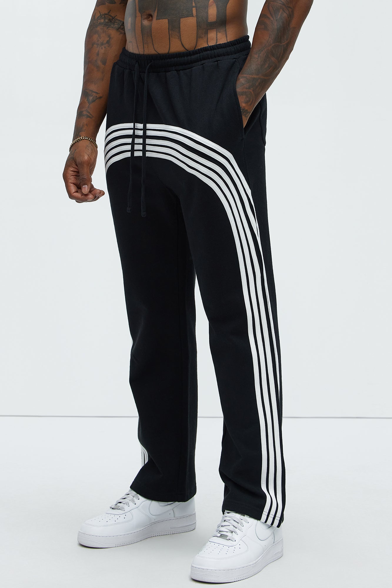 Tyson Race Course Striped Sweatpants - Black Fashion Nova
