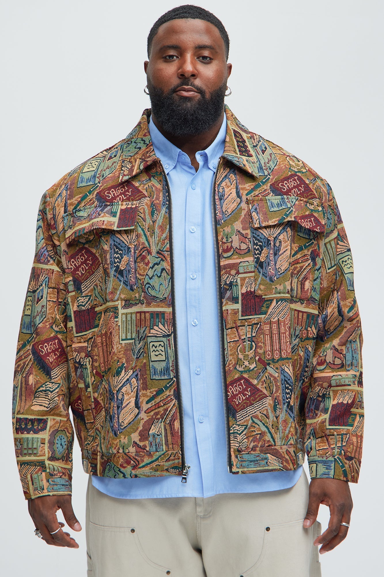 Feelin A Way Tapestry Zip Jacket - Multi Color Fashion Nova