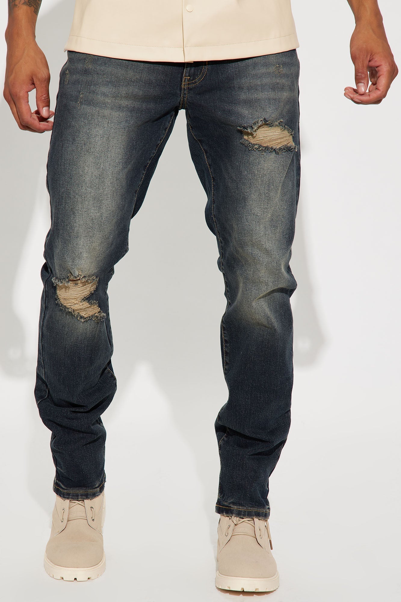 Day To Day Distressed Slim Jeans - Dark Wash Fashion Nova