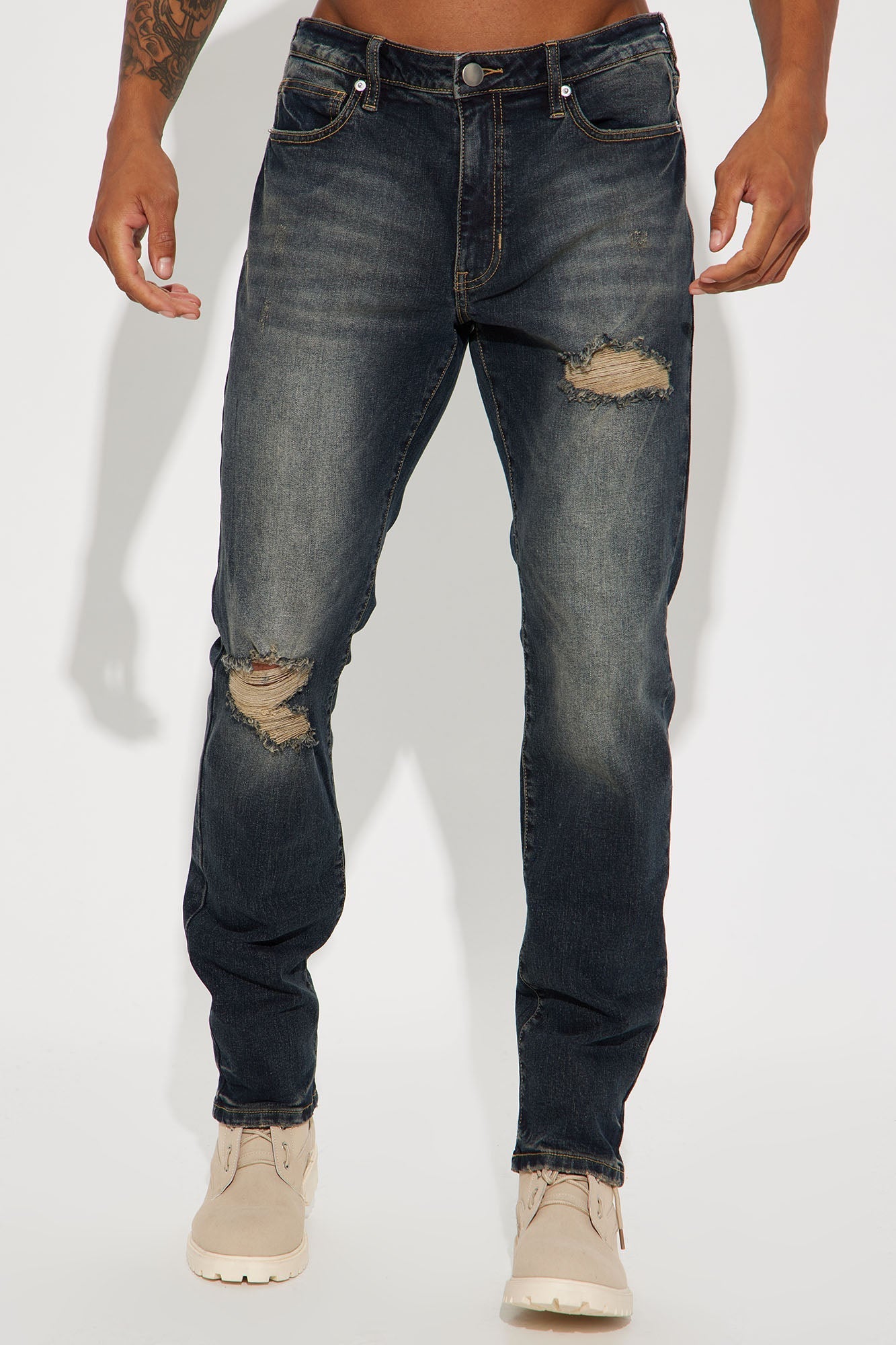 Day To Day Distressed Slim Jeans - Dark Wash Fashion Nova