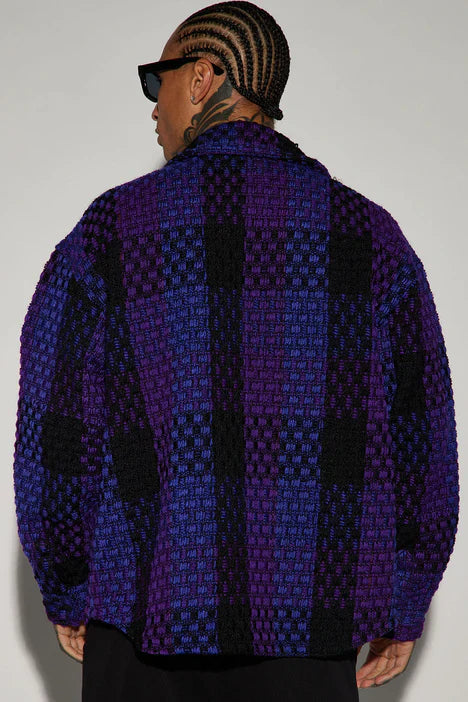 Beverly Tweed Shacket - Purple/combo Fashion Nova