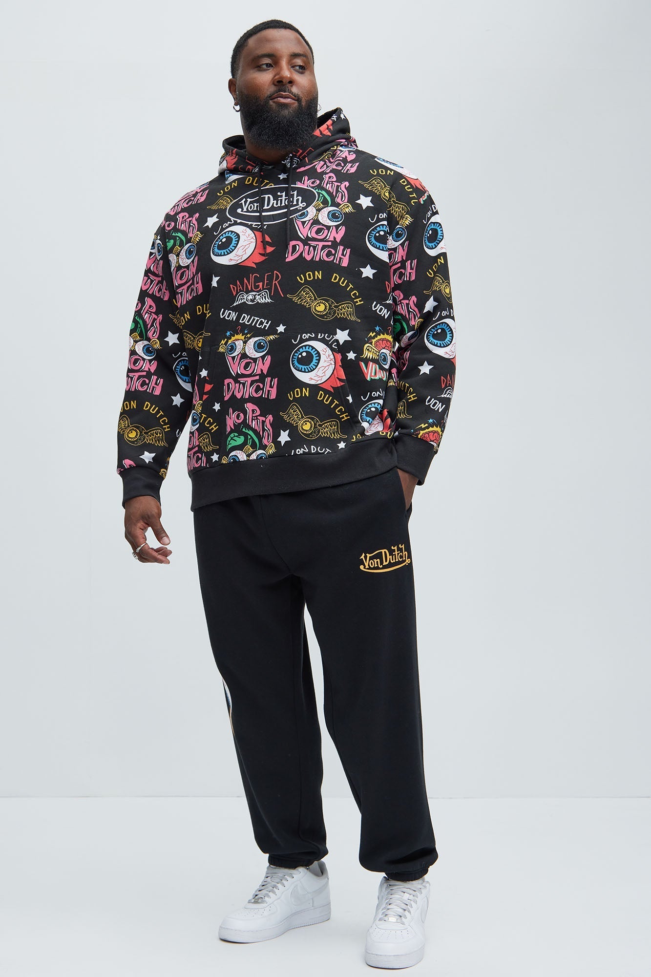 Von Dutch All Over Print Hoodie - Black Fashion Nova