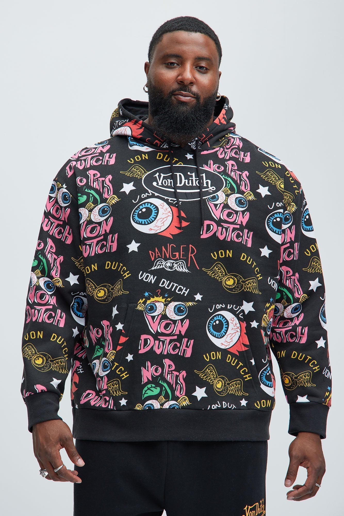 Von Dutch All Over Print Hoodie - Black Fashion Nova