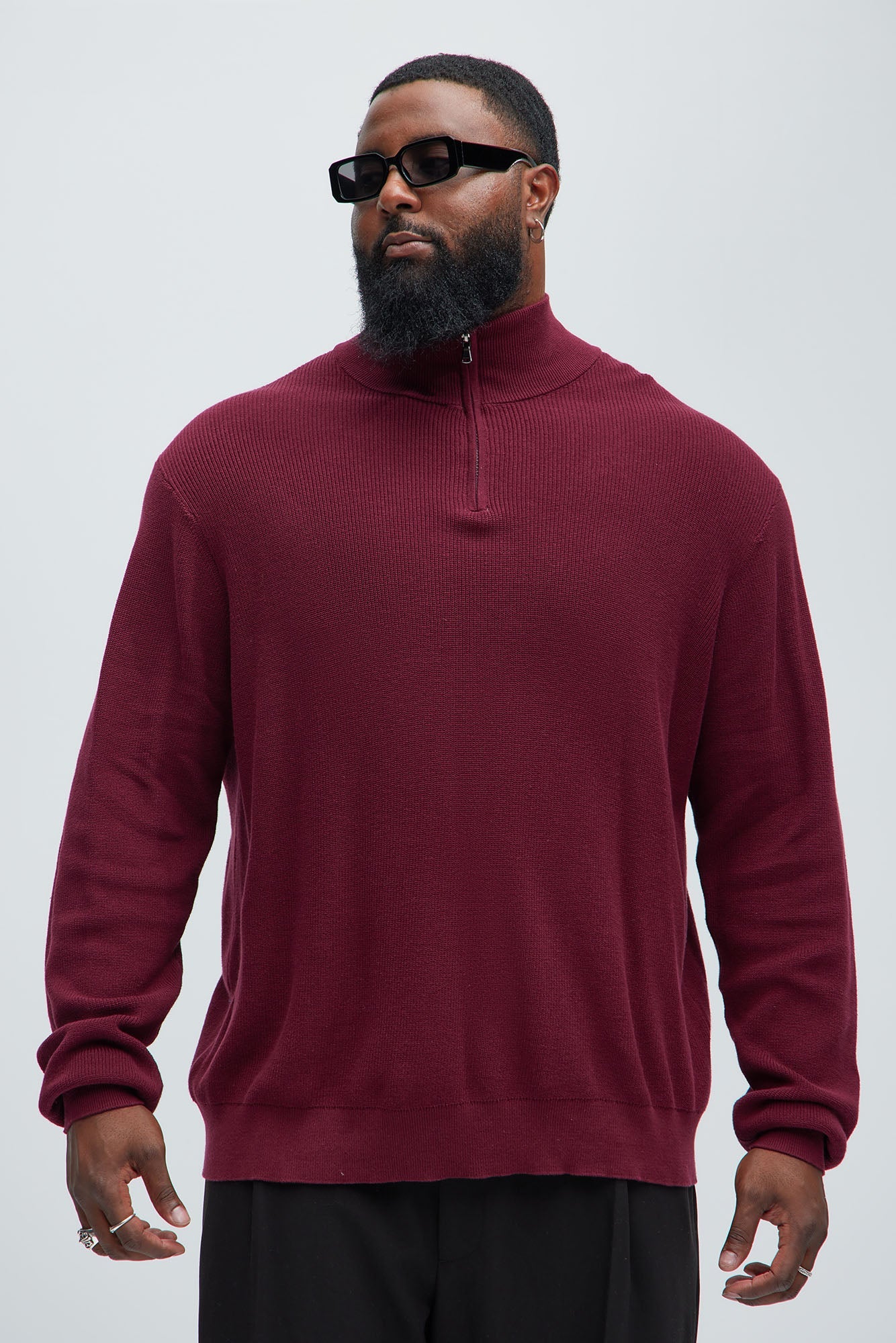 Shawn Quarter Zip Sweater - Red Fashion Nova