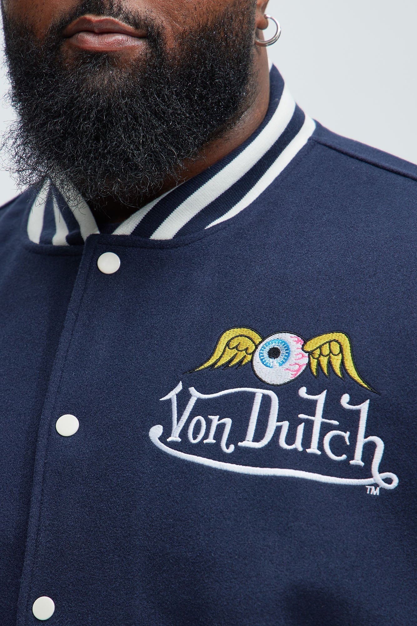 Von Dutch Eyeball Varsity Jacket - Navy/combo Fashion Nova