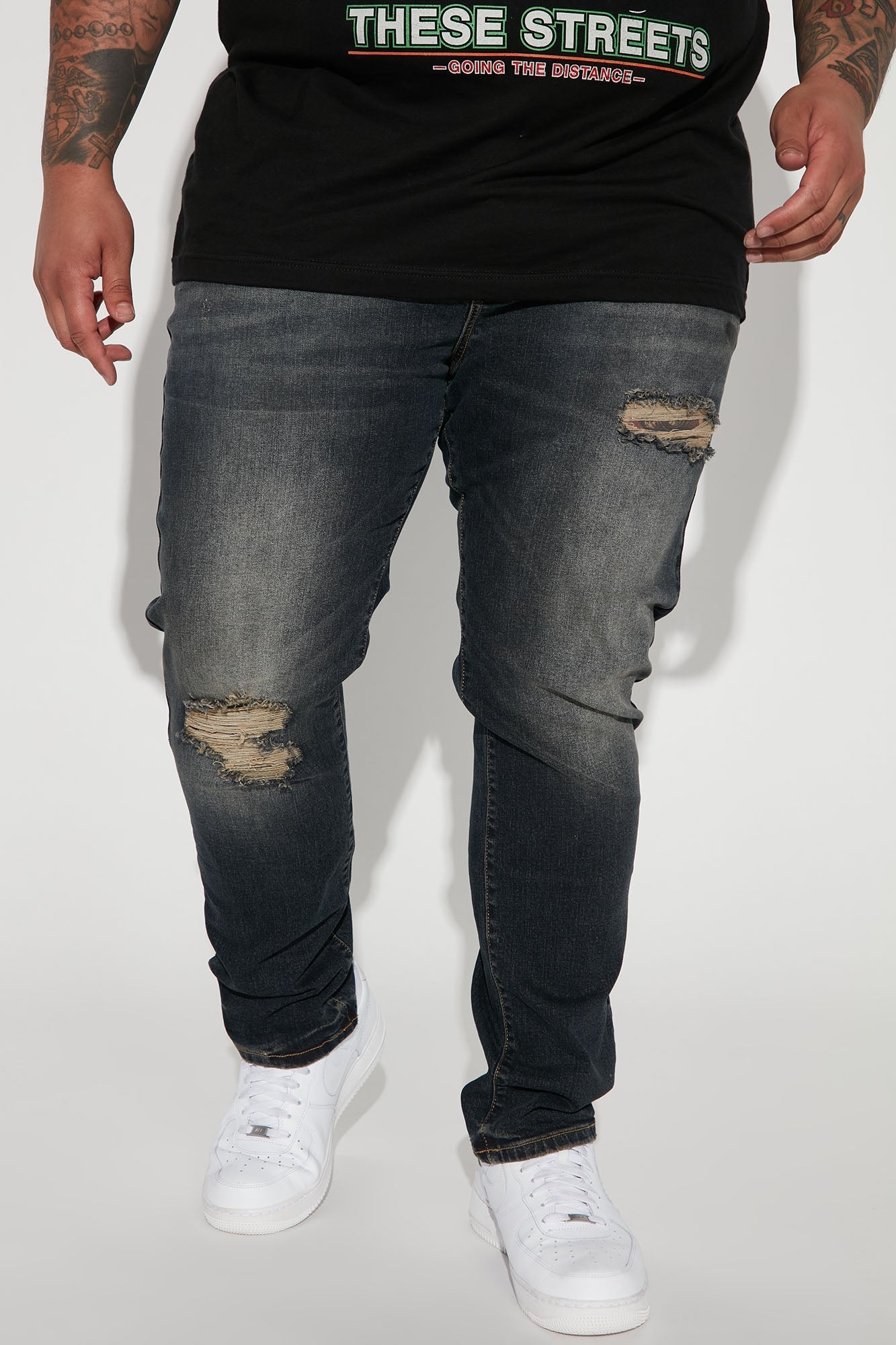Day To Day Distressed Slim Jeans - Dark Wash Fashion Nova