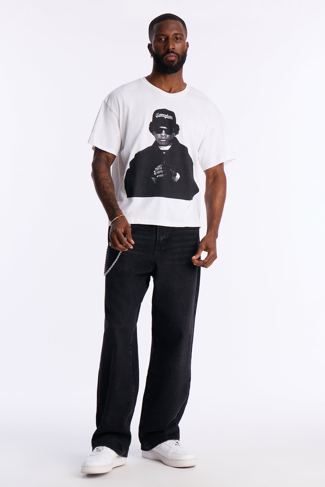 Eazy E Cruisin Boxy Short Sleeve Tee - White Fashion Nova