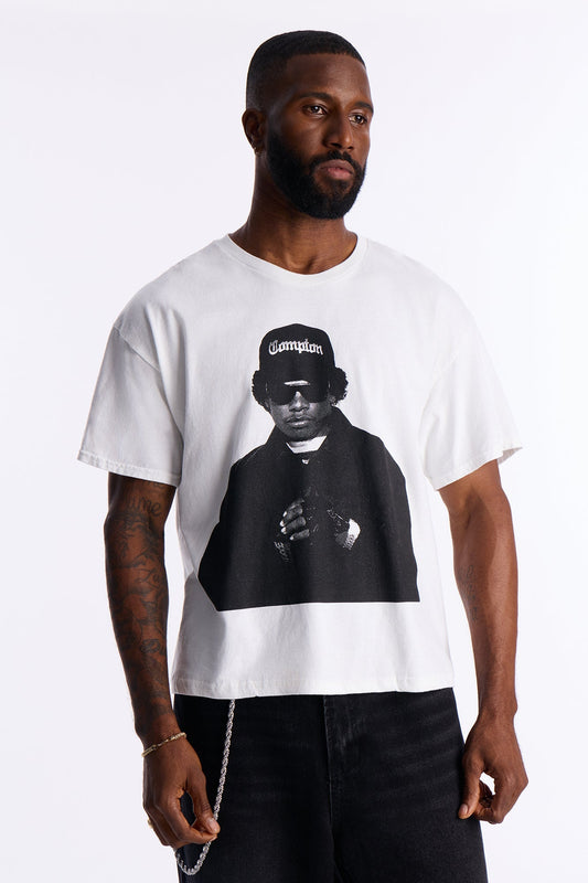 Eazy E Cruisin Boxy Short Sleeve Tee - White Fashion Nova