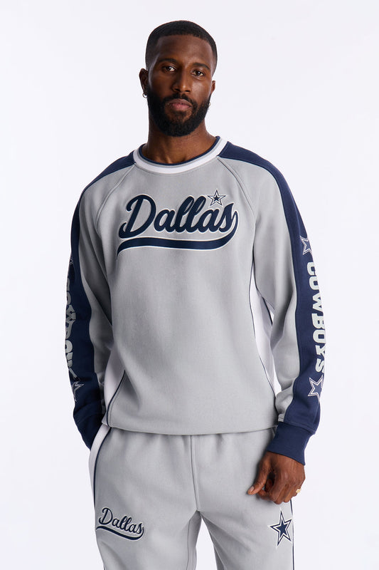 Cowboys Wave Rider Crewneck Sweatshirt - Grey Fashion Nova