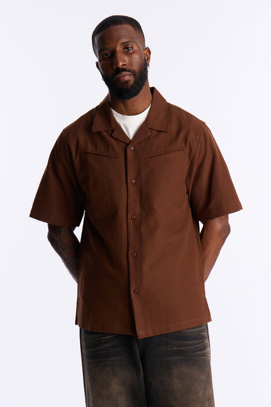 Frontier Fit Button Up Shirt - Brown Fashion Nova