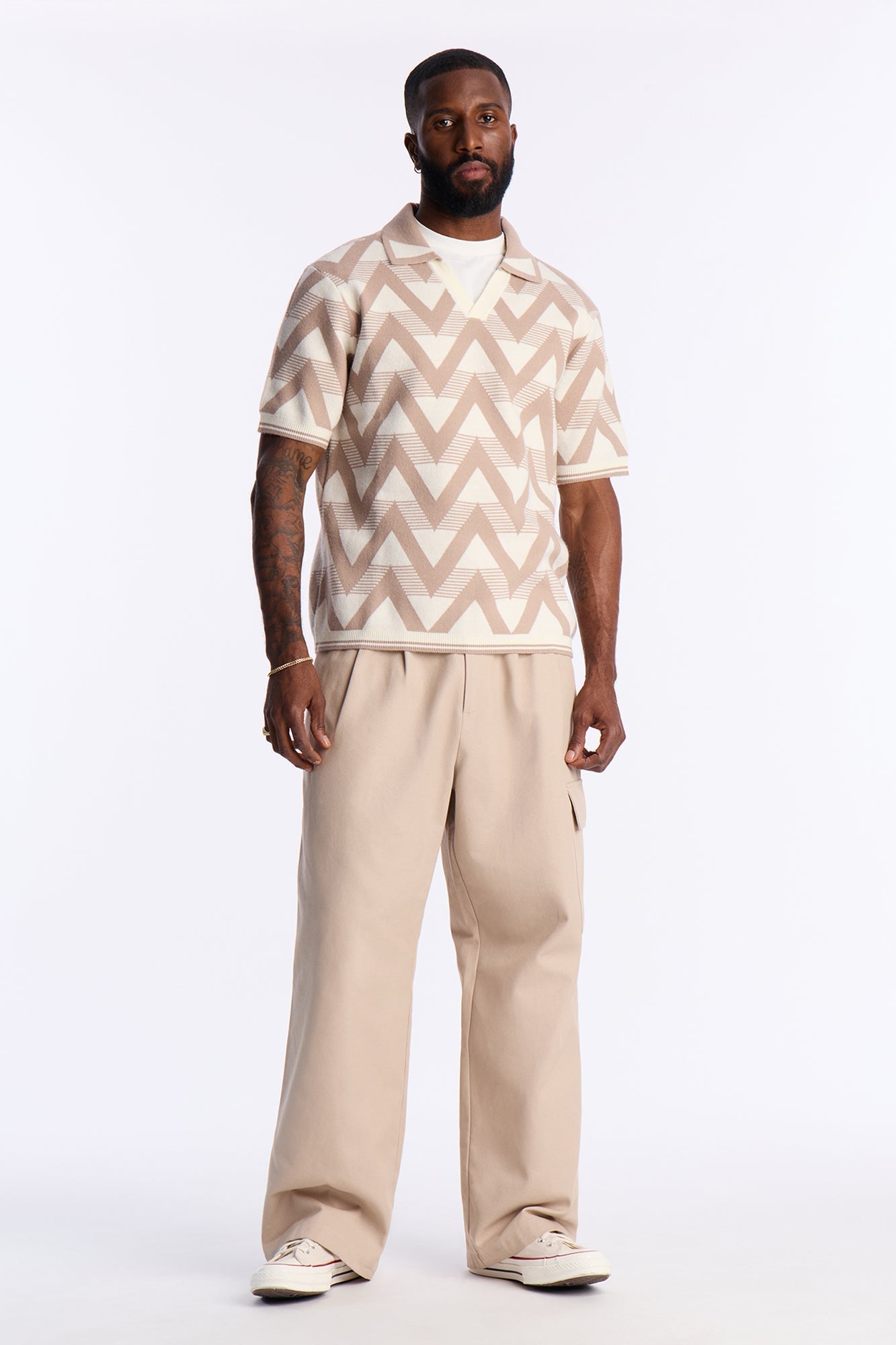 Charlie Johnny Collar Knitted Polo - Taupe Fashion Nova