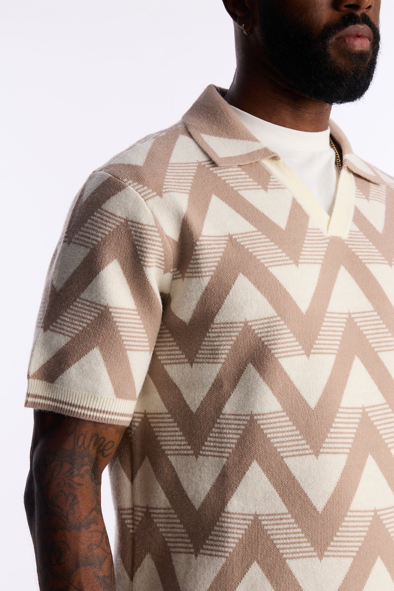 Charlie Johnny Collar Knitted Polo - Taupe Fashion Nova