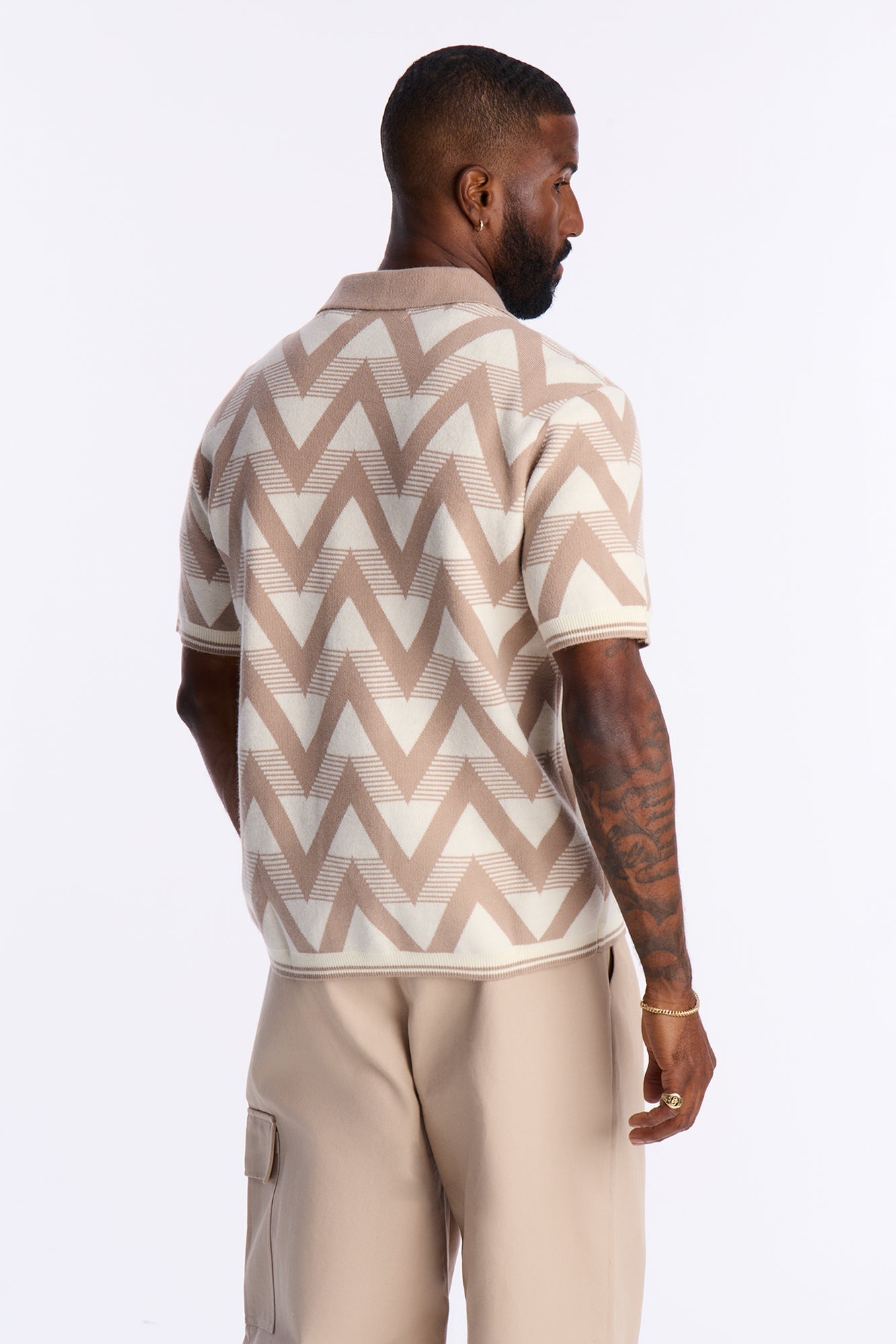 Charlie Johnny Collar Knitted Polo - Taupe Fashion Nova