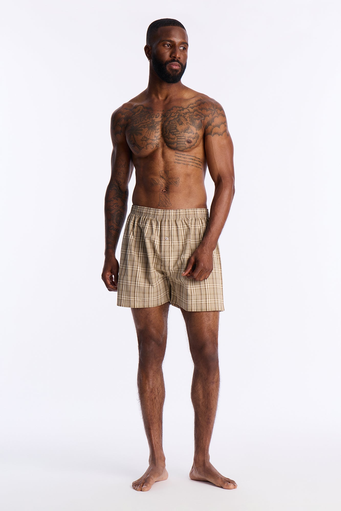 Classic Plaid Cotton Boxer - Tan Fashion Nova