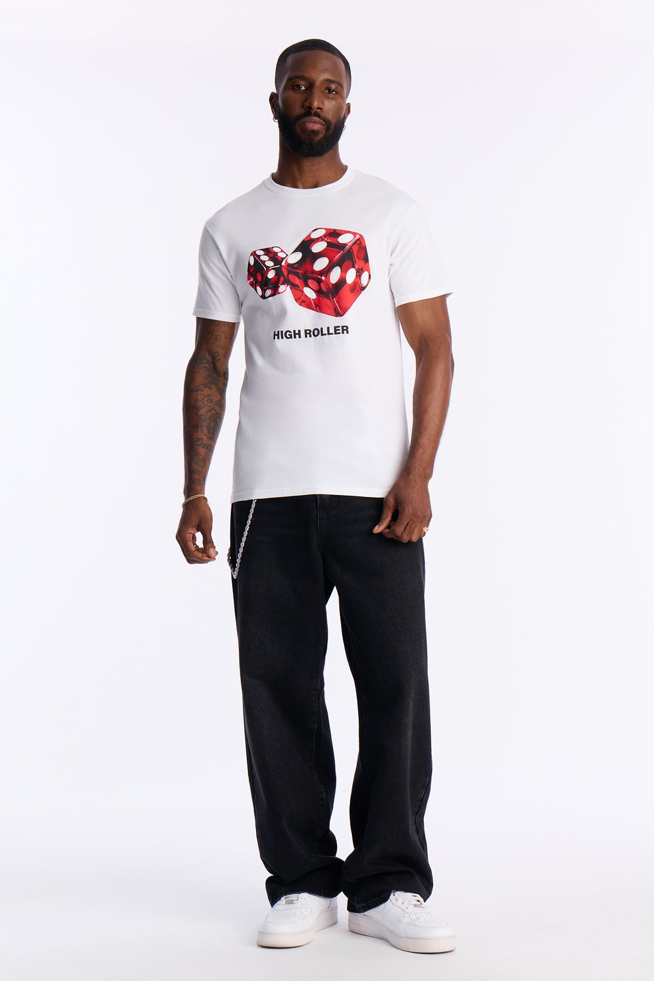 High Roller Suite Short Sleeve Tee - White Fashion Nova