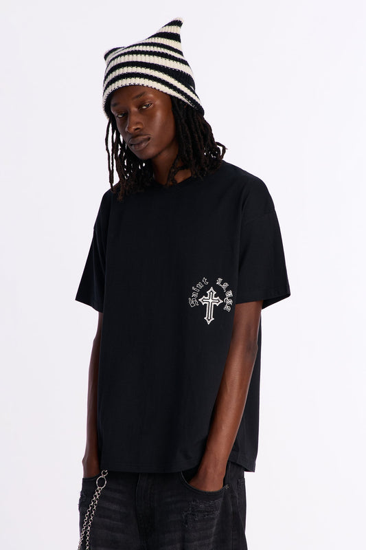 Cross My Heart And Hope To Live Short Sleeve Tee - Black Fashion Nova