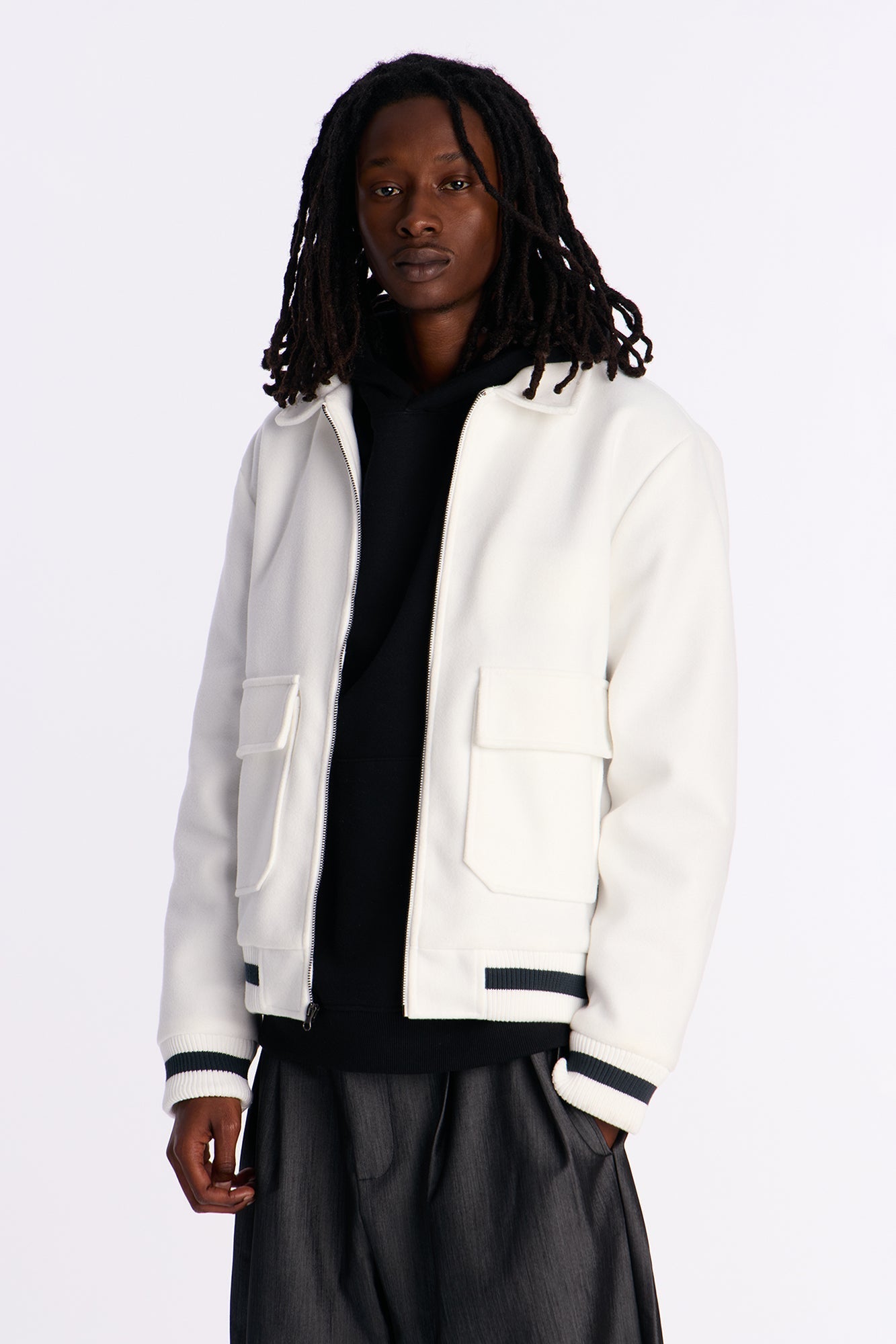 Retro Rib Wool Varsity Jacket - White Fashion Nova