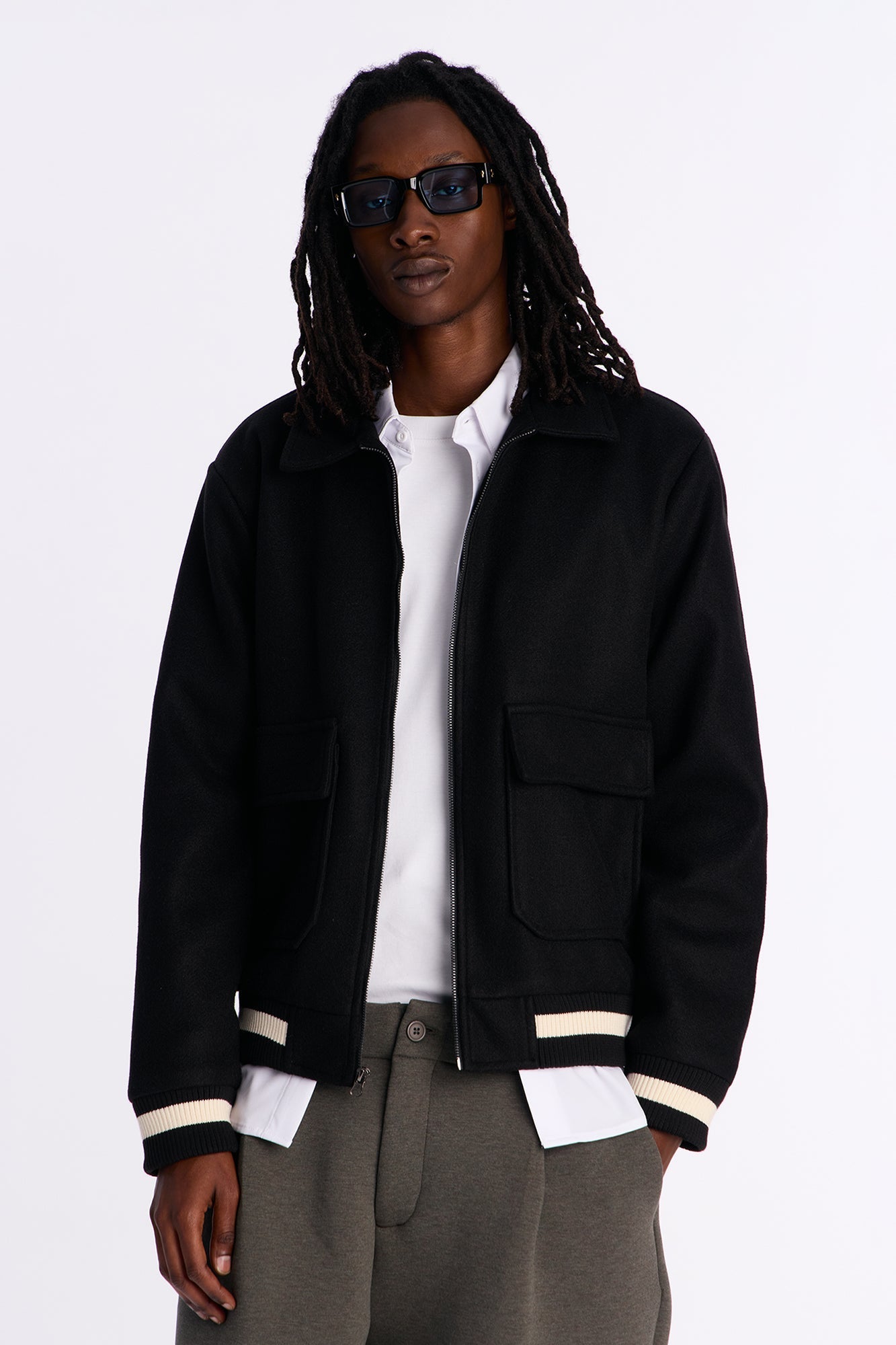 Retro Rib Wool Varsity Jacket - Black Fashion Nova