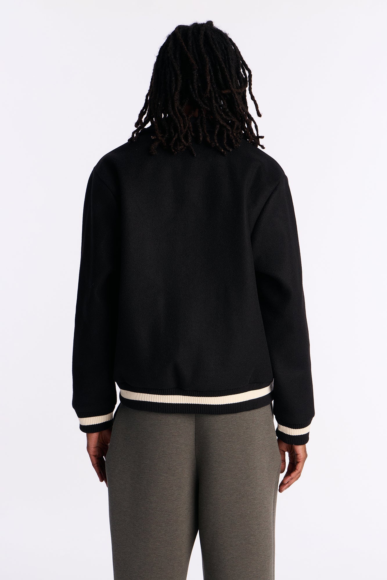 Retro Rib Wool Varsity Jacket - Black Fashion Nova