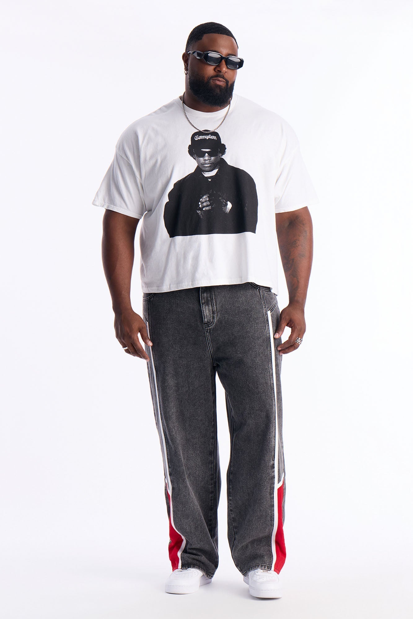 Eazy E Cruisin Boxy Short Sleeve Tee - White Fashion Nova