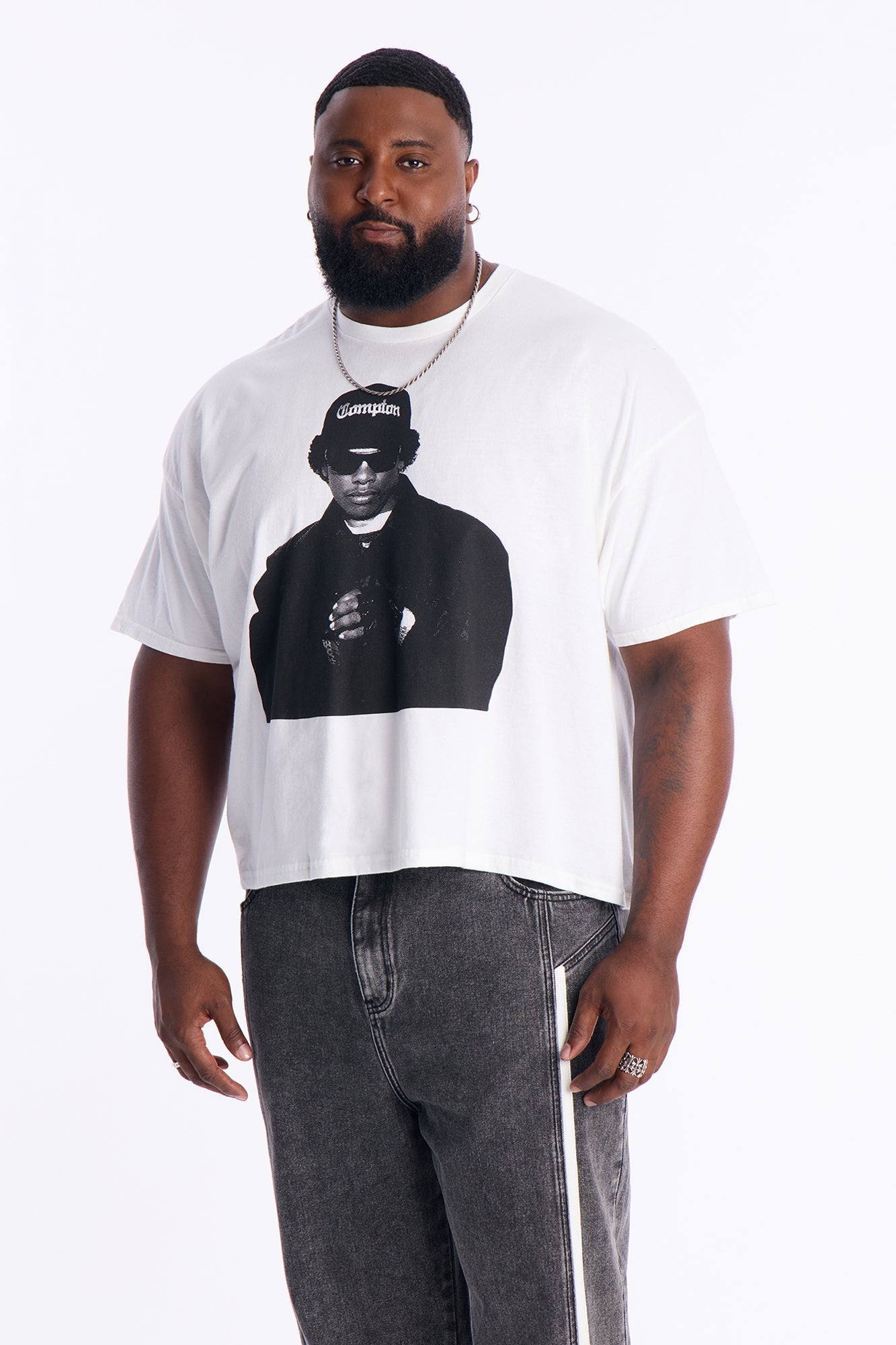 Eazy E Cruisin Boxy Short Sleeve Tee - White Fashion Nova