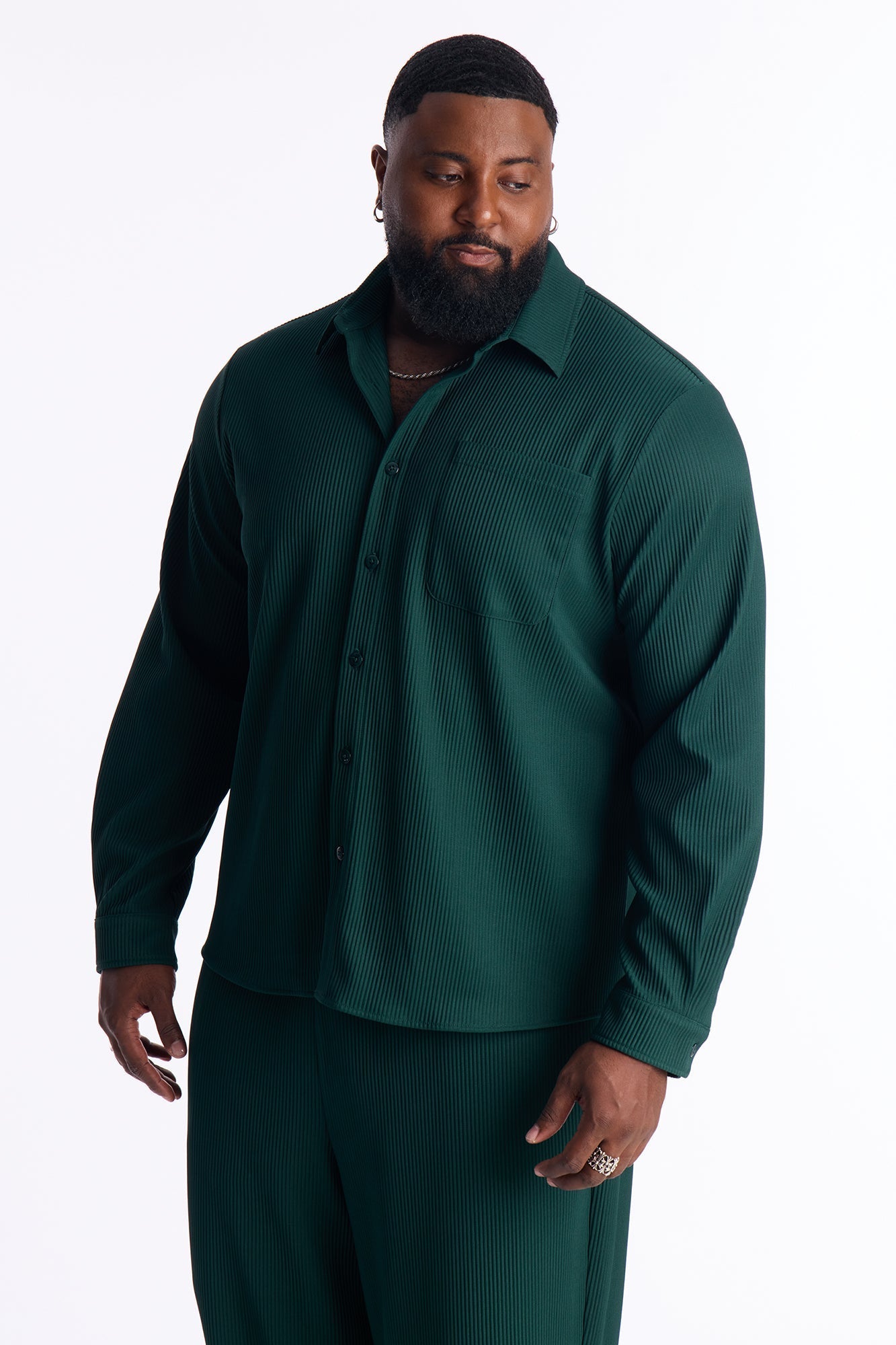 Show Up Long Sleeve Shirt - Hunter Green Fashion Nova