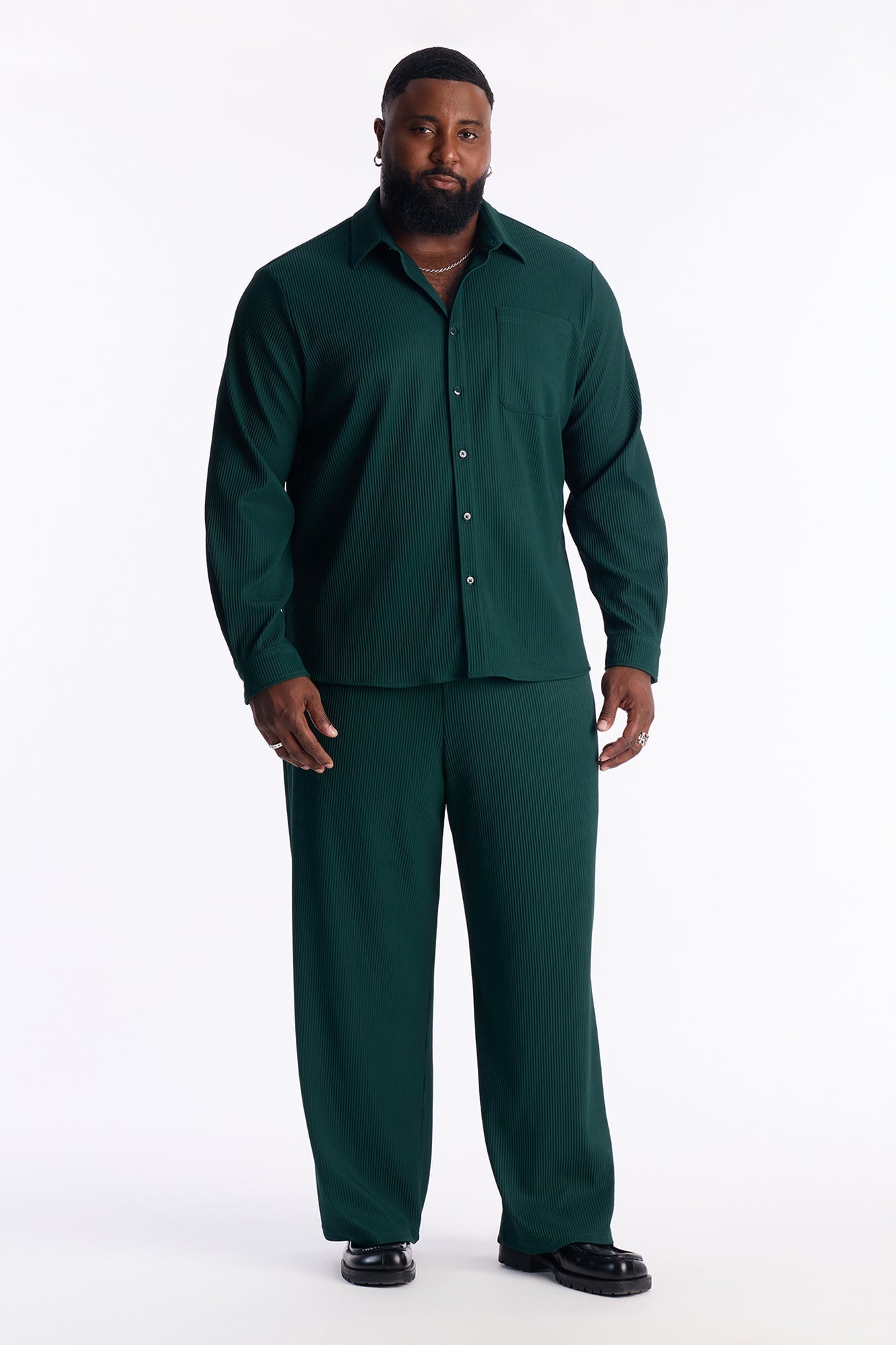 Show Up Long Sleeve Shirt - Hunter Green Fashion Nova