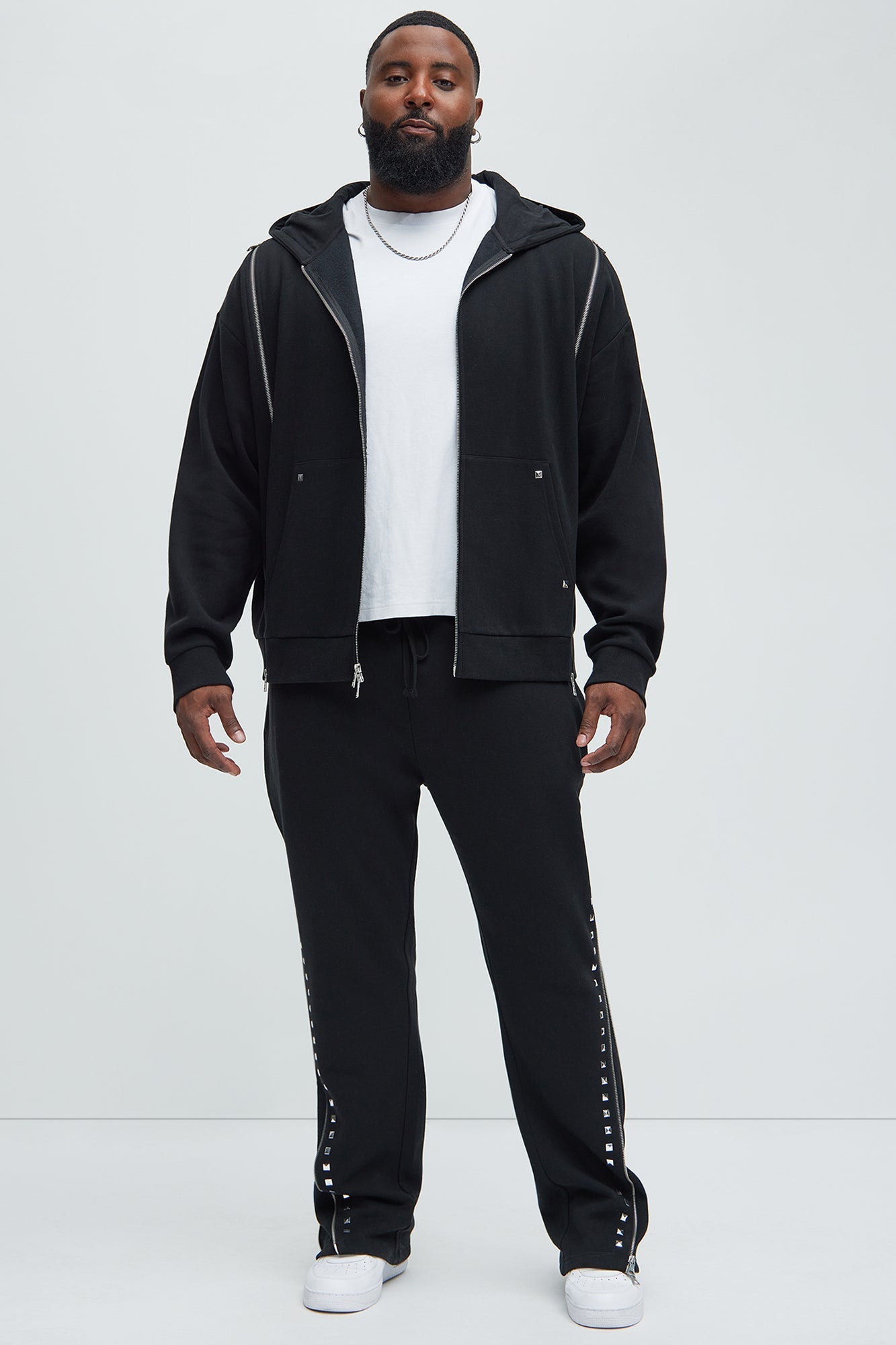 Tyson Sleaze Studded Skinny Flare Sweatpants - Black Fashion Nova