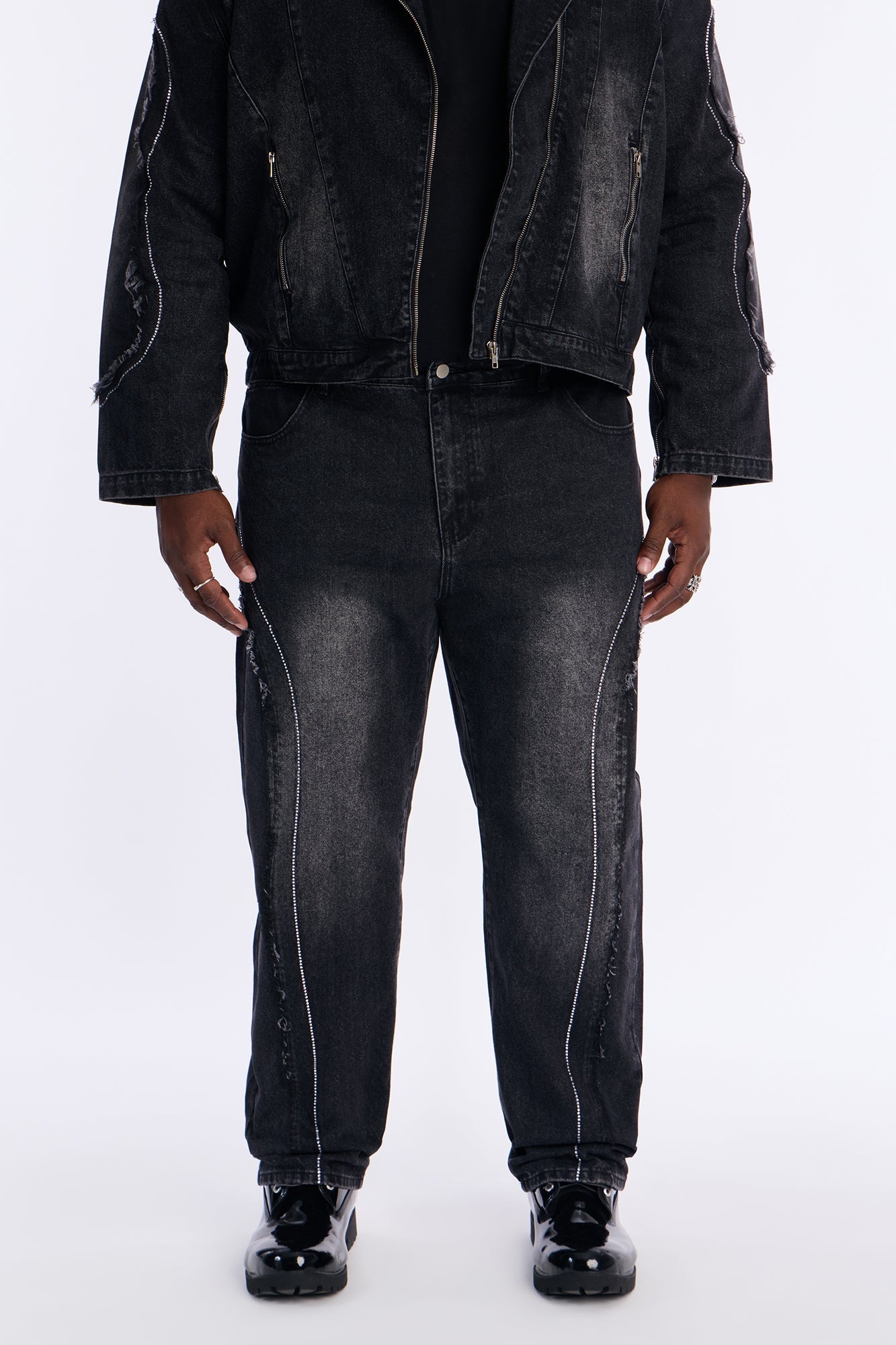Straight Been Down Jeweled Jean - Black Wash Fashion Nova