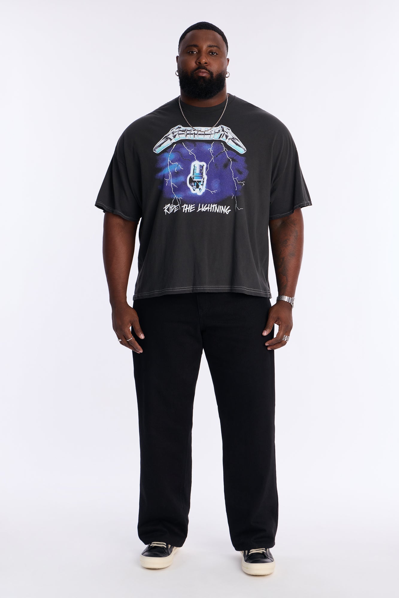 Metallica Ride The Lightning Boxy Short Sleeve Tee - Black Fashion Nova