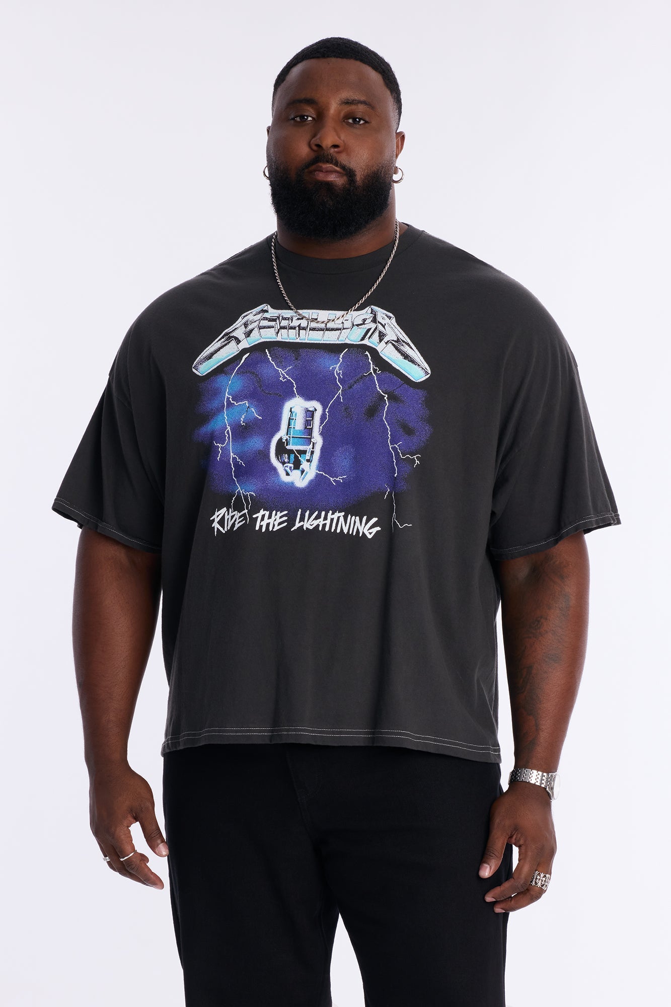 Metallica Ride The Lightning Boxy Short Sleeve Tee - Black Fashion Nova