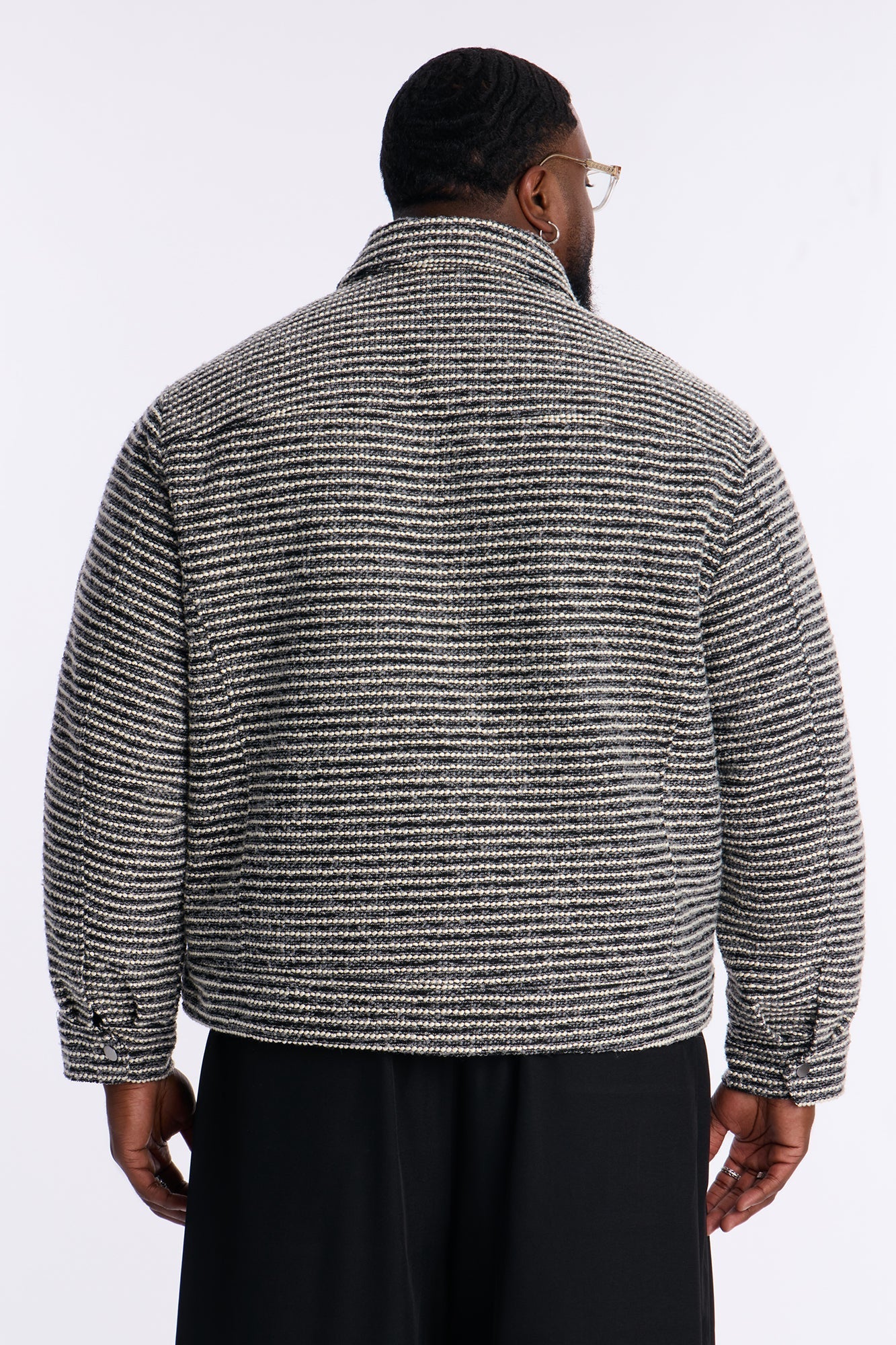 Relaxed Cropped Tweed Bomber Jacket - Grey Fashion Nova