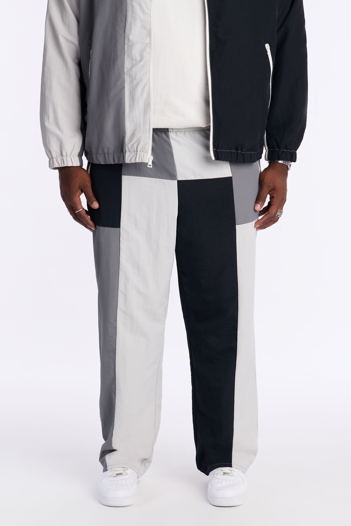 Straight Axel Color Block E-Waist Pant - Black/combo Fashion Nova