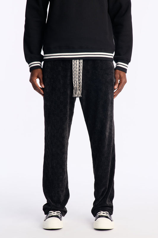 Straight Chenille Textured Pant - Black Fashion Nova